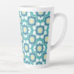 Retro Mediterraan Blauw Wit Latte Mok