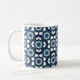 Retro Mediterraan Navyblauw Wit Koffiemok