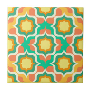 Retro Mediterraan Oranje Groen Geel Wit Tegeltje