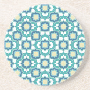 Retro mediterrane tegelwerk blauw wit zandsteen onderzetter