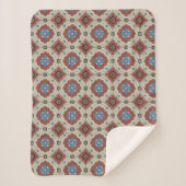 Retro Mediterranean Tile Pattern in Red, Beige Sherpa Deken (Voorkant)