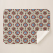 Retro Mediterranean Tile Pattern in Red, Beige Sherpa Deken (Voorkant (horizontaal))