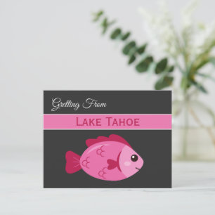 Retro meer avontuur Roze vis Vintage ontwerp Briefkaart