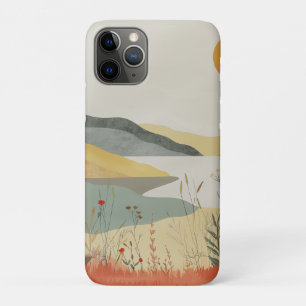 Retro Meer Zonsondergang Terracotta Salie Landscha iPhone 11 Pro Hoesje