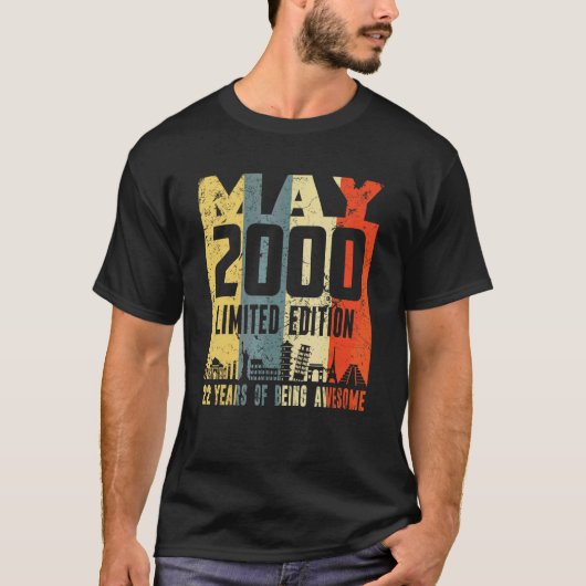 Retro mei 2000 22e verjaardag t-shirt (Voorkant)