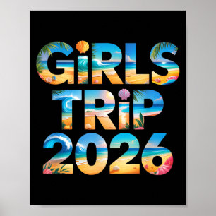 Retro meidenreis 2026 beste vriendinnen vakantie s poster