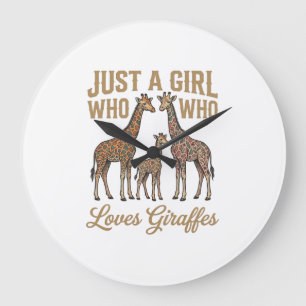Retro Meisje Dat Giraffen T-Shirt Ontwerp Heeft_1 Grote Klok