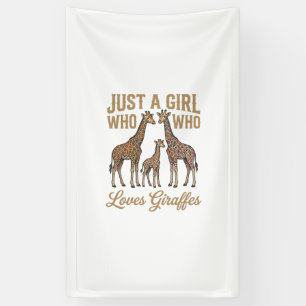 Retro Meisje Dat Giraffen T-Shirt Ontwerp Heeft_1 Spandoek
