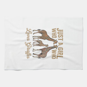 Retro Meisje Dat Giraffen T-Shirt Ontwerp Heeft_1 Theedoek