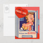  Retro Meisje in Koelkast Valentijn Kaart (Voorkant / Achterkant)