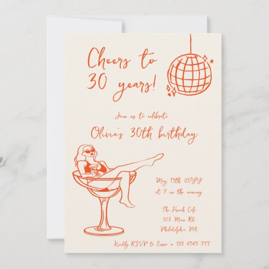 Retro Meisje in Marg Verjaardagsfeestuitnodiging Kaart (Voorkant)