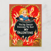 retro meisje kookt in ketel Valentijn Feestdagenkaart (Voorkant)