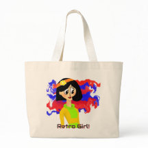 Retro Meisje Medium Jumbo Canvas tas