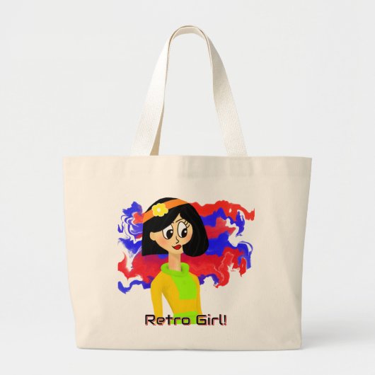 Retro Meisje Medium Jumbo Canvas tas (Voorkant)