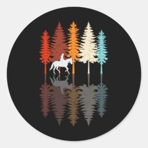Retro Meisje Paardrijden Ronde Sticker