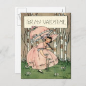  Retro Meisje Picking Daisies Valentijn Kaart (Voorkant / Achterkant)