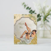 retro meisje Vrijgezellenfeest Tea Party dank u Briefkaart (Staand voorkant)