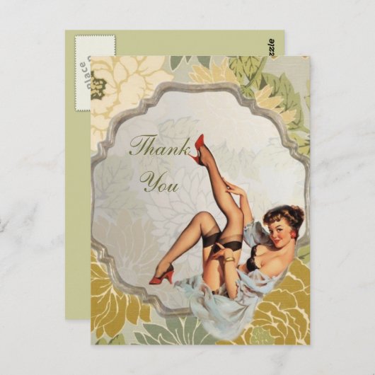 retro meisje Vrijgezellenfeest Tea Party dank u Briefkaart (Voorkant / Achterkant)