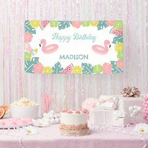 Retro Meisje Zwembad Party Banner