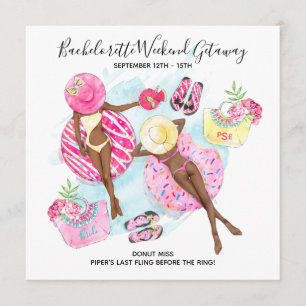 Retro Meisjes Bachelorette Strand Weekend Kaart