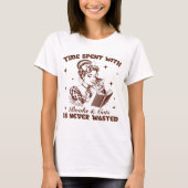 Retro meisjes boeken en katten t-shirt (Voorkant)