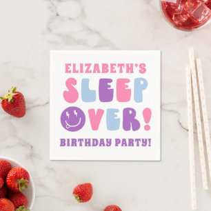 Retro Meisjes Slaap Over Party Servet