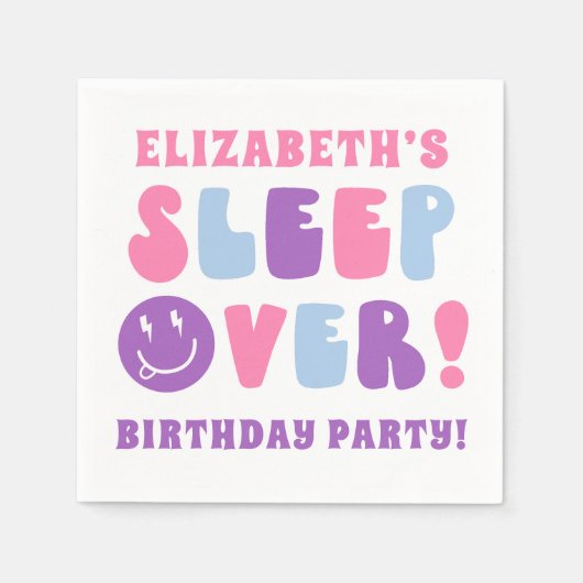 Retro Meisjes Slaap Over Party Servet (Voorkant)
