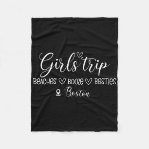 Retro Meisjes Trip Boston Vakantie Reis Stranden B Fleece Deken