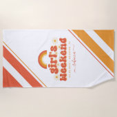 Retro Meisjes Weekend Aangepaste Naam Bachelorette Strandlaken (Voorkant)