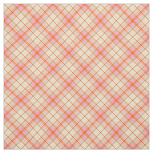 Retro Meisjesachtig Geruit Roze Geel Oranje Schatt Stof