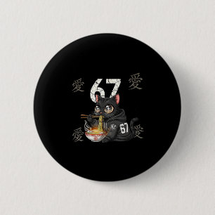Retro Meme 67 Zes Zeven 6 7 Kat Ramen Japans Kaw Ronde Button 5,7 Cm