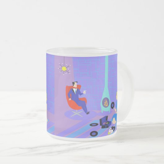 Rétro même à la maison la tasse en verre givré (Devant droit)