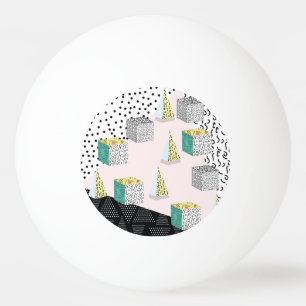Retro Memphis: 80s-90s Hipster Patroon. Pingpongballen