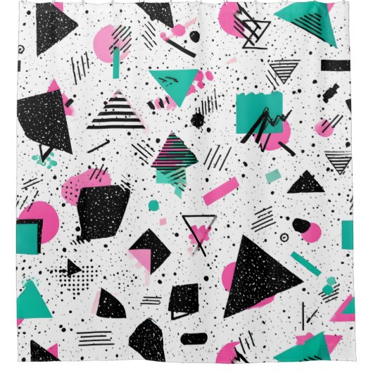 Retro Memphis Geometric Pattern Douchegordijn (Voorkant)