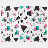 Retro Memphis Geometric Pattern Fleece Deken (Voorkant (Horizontaal))