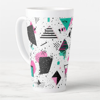 Retro Memphis Geometric Pattern Latte Mok