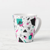 Retro Memphis Geometric Pattern Latte Mok (Rechterhoek)