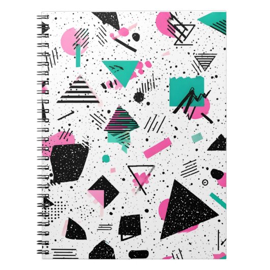 Retro Memphis Geometric Pattern Notitieboek (Voorkant)