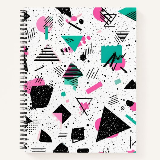 Retro Memphis Geometric Pattern Notitieboek (Voorkant)