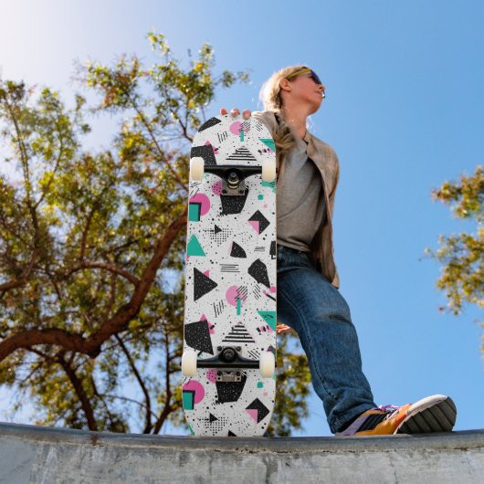 Retro Memphis Geometric Pattern Skateboard (Buiten 1)