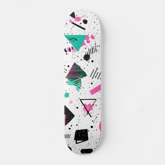 Retro Memphis Geometric Pattern Skateboard (Voorkant)