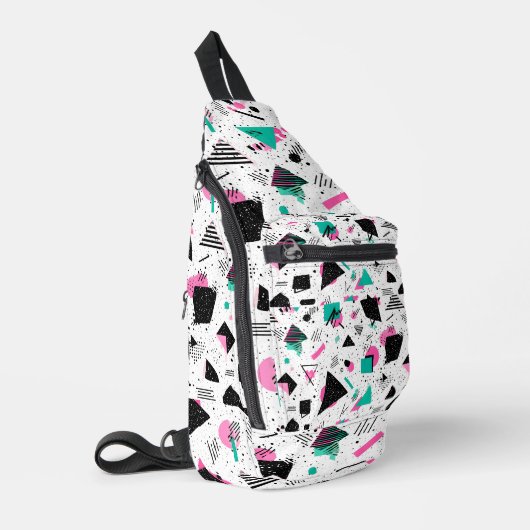 Retro Memphis Geometric Pattern Sling Bag (Linkerhoek)