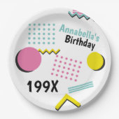Retro Memphis Pattern 90s Theme Party Papieren Bordje (Voorkant)