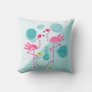 Retro Memphis Style Pink Flamingos ©️studioxtine Kussen