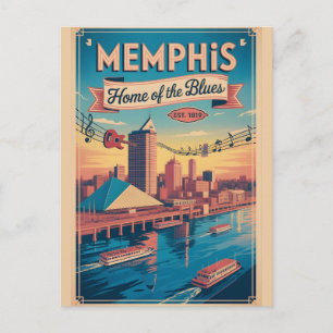 Retro Memphis Tennessee Thuisbasis van de Blues Re Briefkaart
