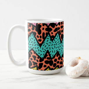 Retro Memphis Zigzag & Luipaardpatroon Koffiemok