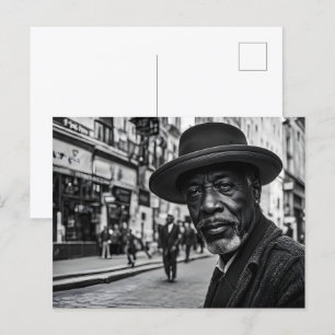 Retro mensen in straat briefkaart