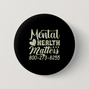 Retro Mentale Gezondheid S 800-273-8255 Bewustzijn Ronde Button 5,7 Cm