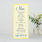 Rétro menu animal de baby shower du train | (Debout devant)