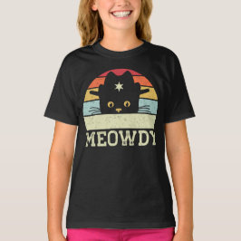 Retro Meowdy Cat Meme Funny Cowboy Cat Pet Gift T-shirt